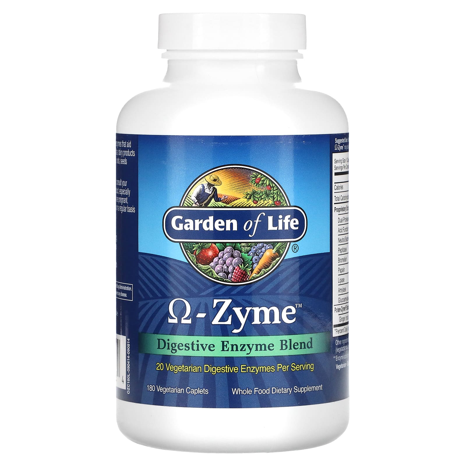 Garden of Life, Ω-Zyme, 180 Vegetarian Caplets UPC 658010112024 | HiLife Vitamins